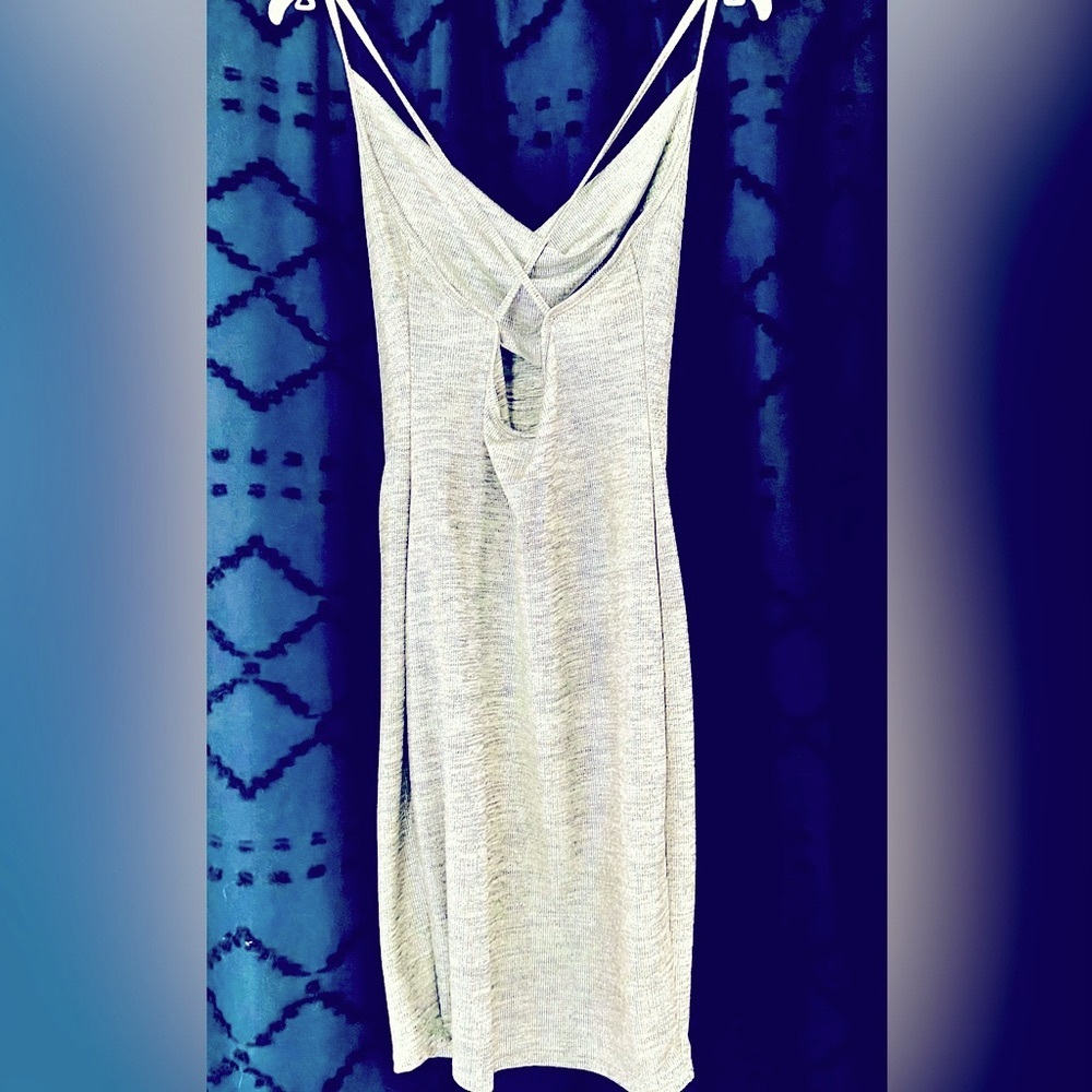 NEW ROOM SERVICE Silver Sleeveless Draped Fronted Knit Dress